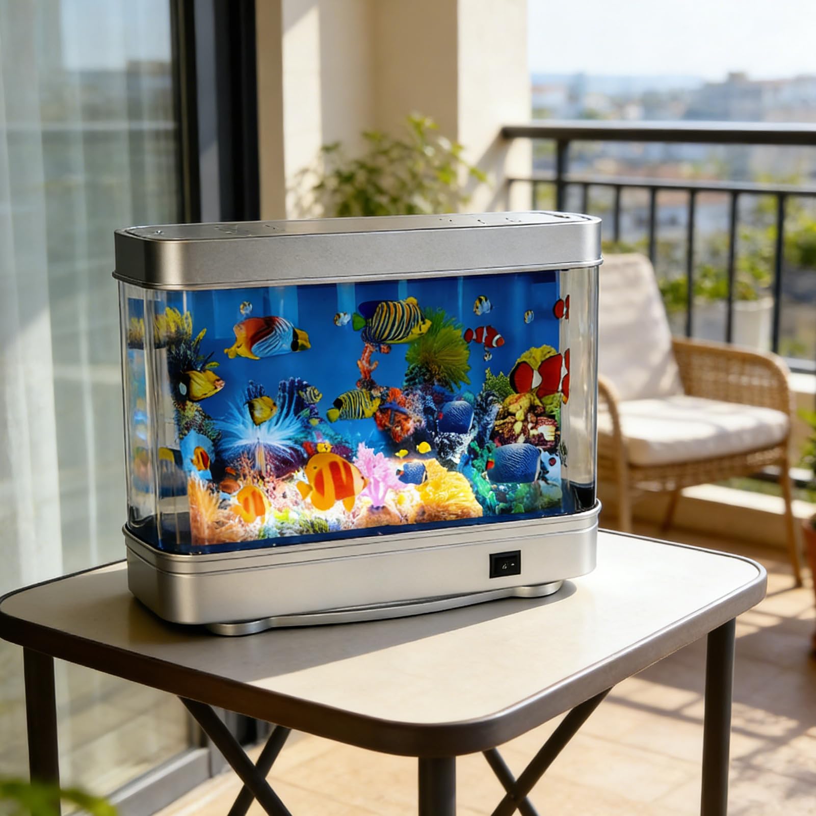 Acuario Artificial Decoración de Mesa para el Hogar | Lámpara de Acuario con Peces Tropicales para Oficina Hogar Restaurante Hotel Sala de Estar Zona de Espera Mesa Centro