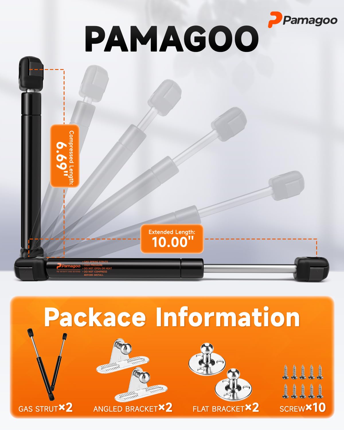 Snapklik.com : 10 Inch 18 Lbs Gas Struts, 10