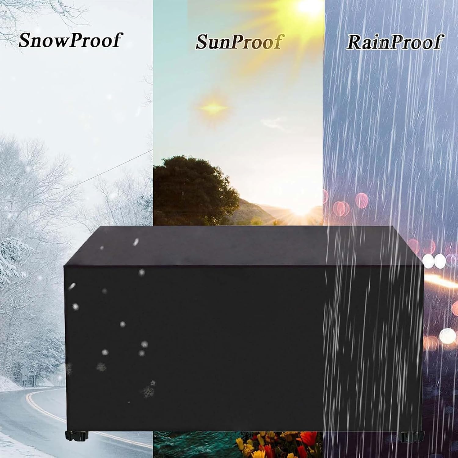 HUHJYUGE 420D Waterproof Patio Furniture Cover Rectangular Outdoor Table Chair Cover Garden Couch Protector UV-Resistant Dustproof Fit with Buckles Vents Suitable for All Weather