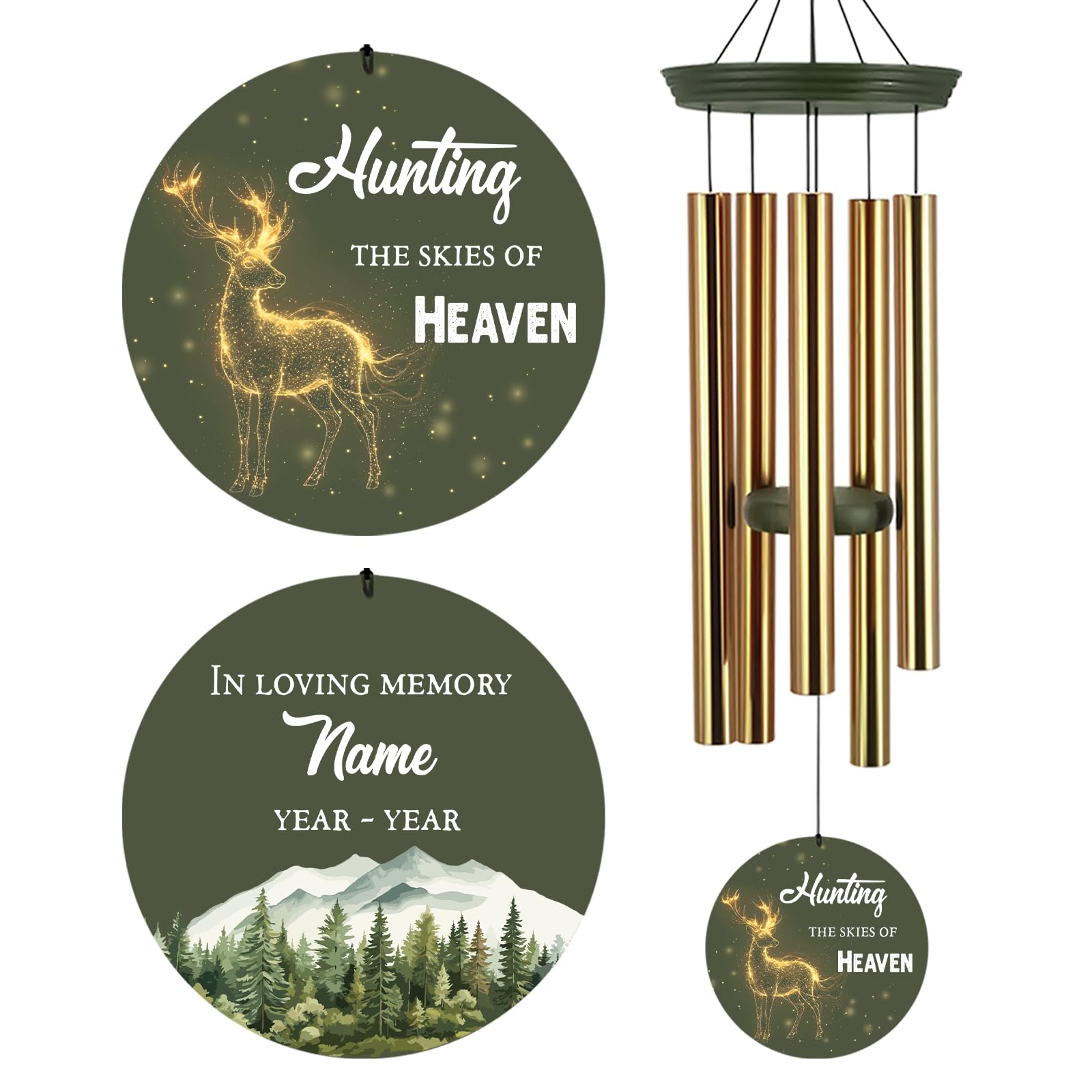 Memorial Wind Chimes for Loss of Loved One, Personalized Sympathy Gifts Deep Tone 30/36 inch Wind Chimes for Bereavement Funeral, Remembrance Windchime for Mom Dad