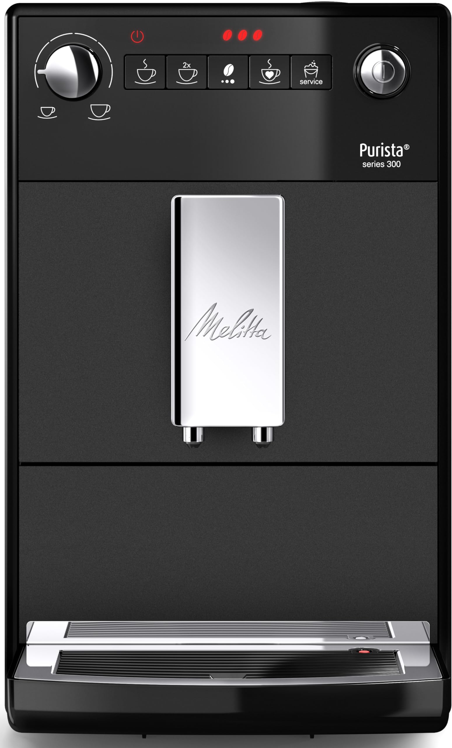 Melitta Purista Kaffeevollautomat, Mattschwarz, Flüsterleises Mahlwerk, Individuelle Kaffeezubereitung, Kompakte Größe, 1,2L Wassertank