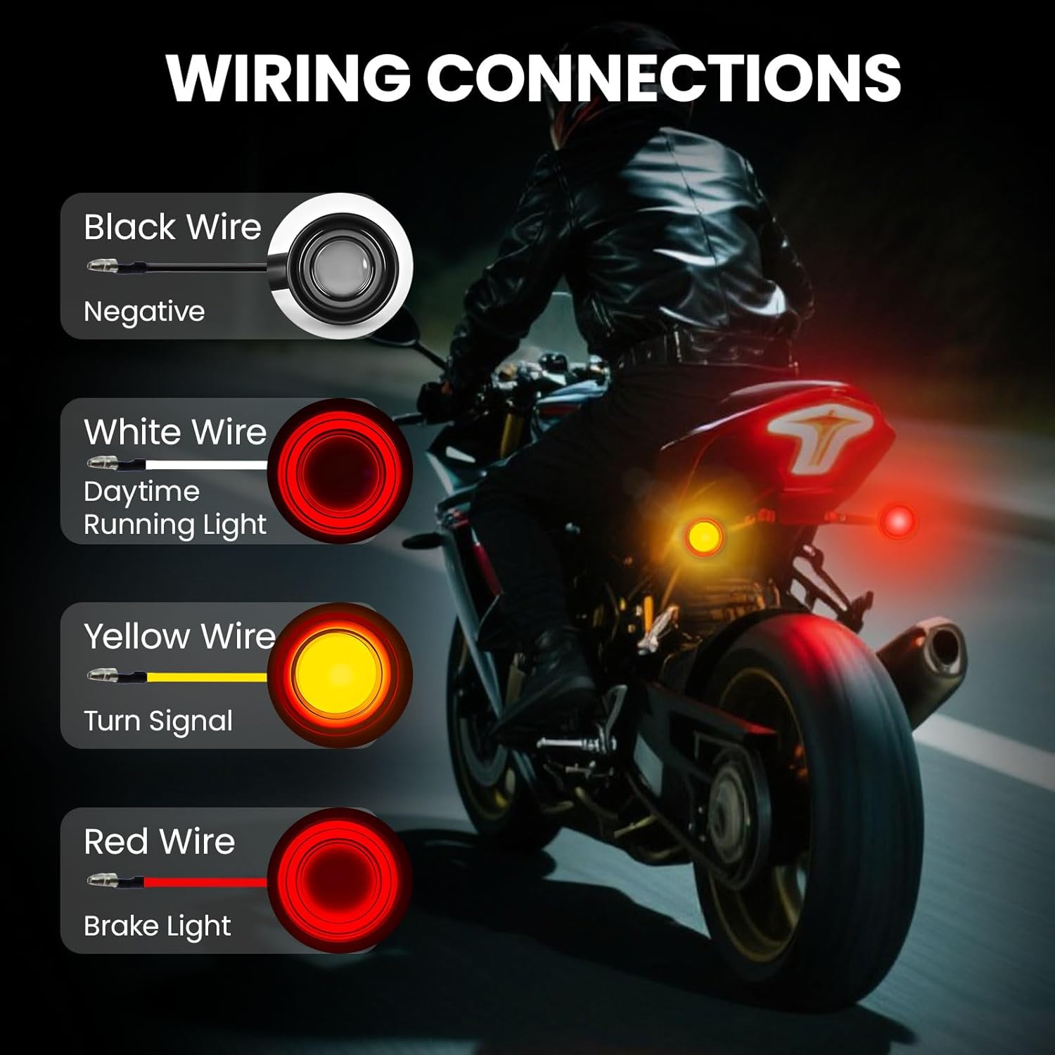 Motorcycle LED Turn Signals - 2PCS Chrome Bullet Rear Blinkers Indicator Motorcycle Tail Lights Compatible with Honda Yamaha Suzuki Kawasaki Harley Sportster Dyna