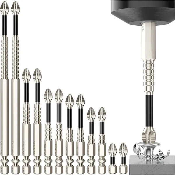 High Magnetic Screwdriver Drill Bit Set - 12Pcs K5 Impact Resistant Non Slip Bit - Magnetic Screwdriver Set - Screwdriver Bit Set - 25 50 65 70 90 150mm (12Pcs)