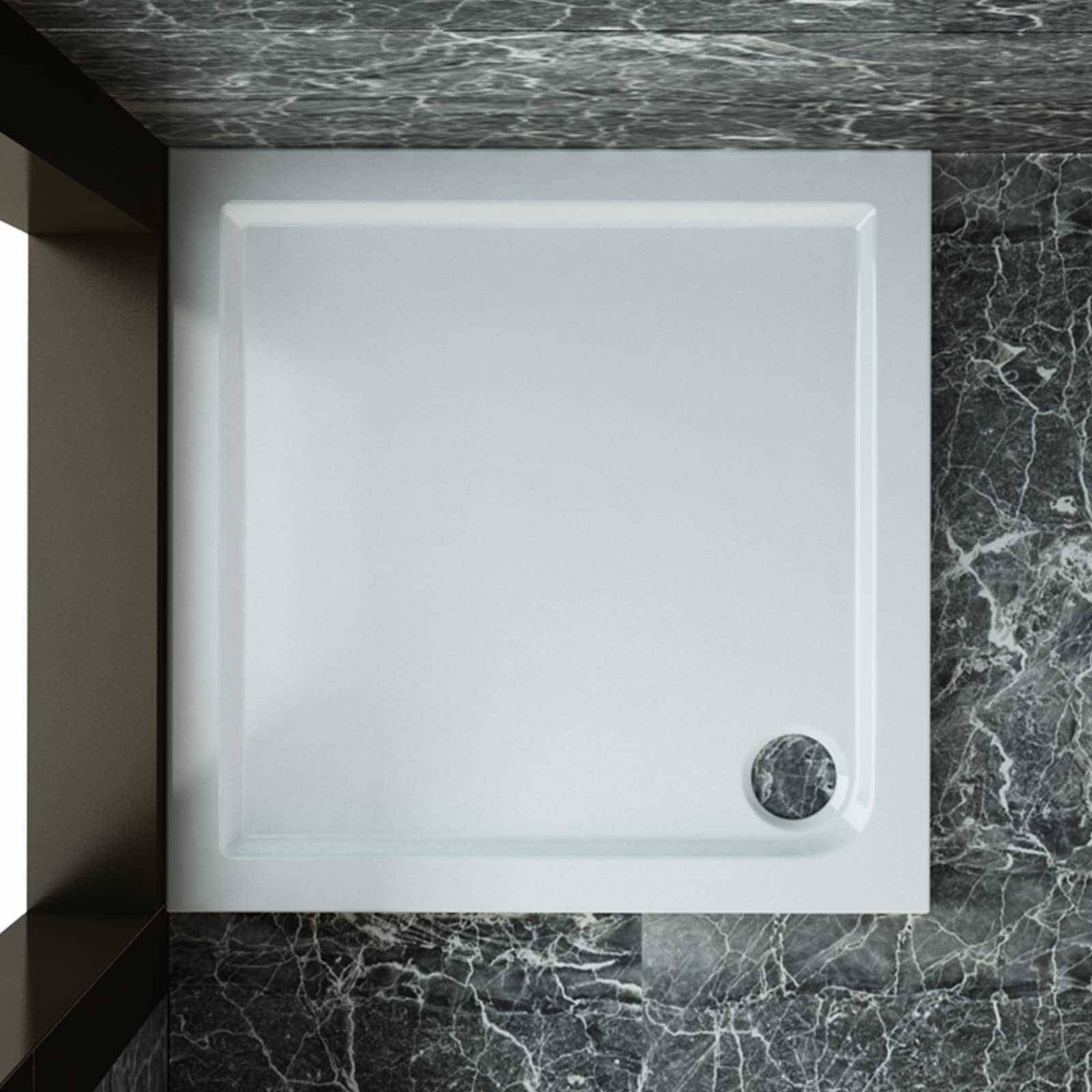Brodzik prysznicowy 90 x 90 x 4 cm, ekstra płaski, 40 mm, prostokątny, biały, prostokątny