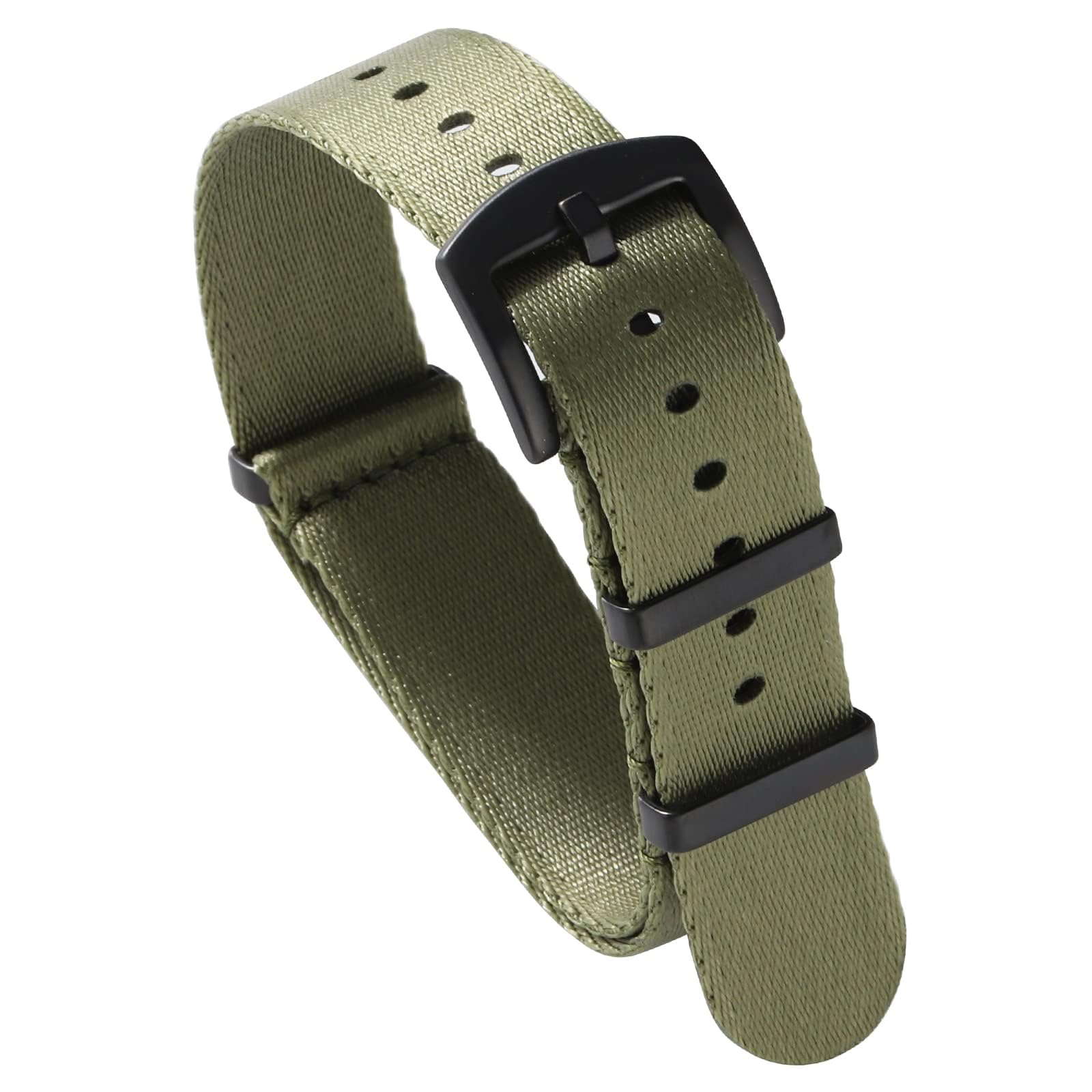 watchdives Nylon Watch Band 18mm 20mm 22mm Multicolor Replacement Watch Straps for Men Women (Black/Army Green, 18mm)