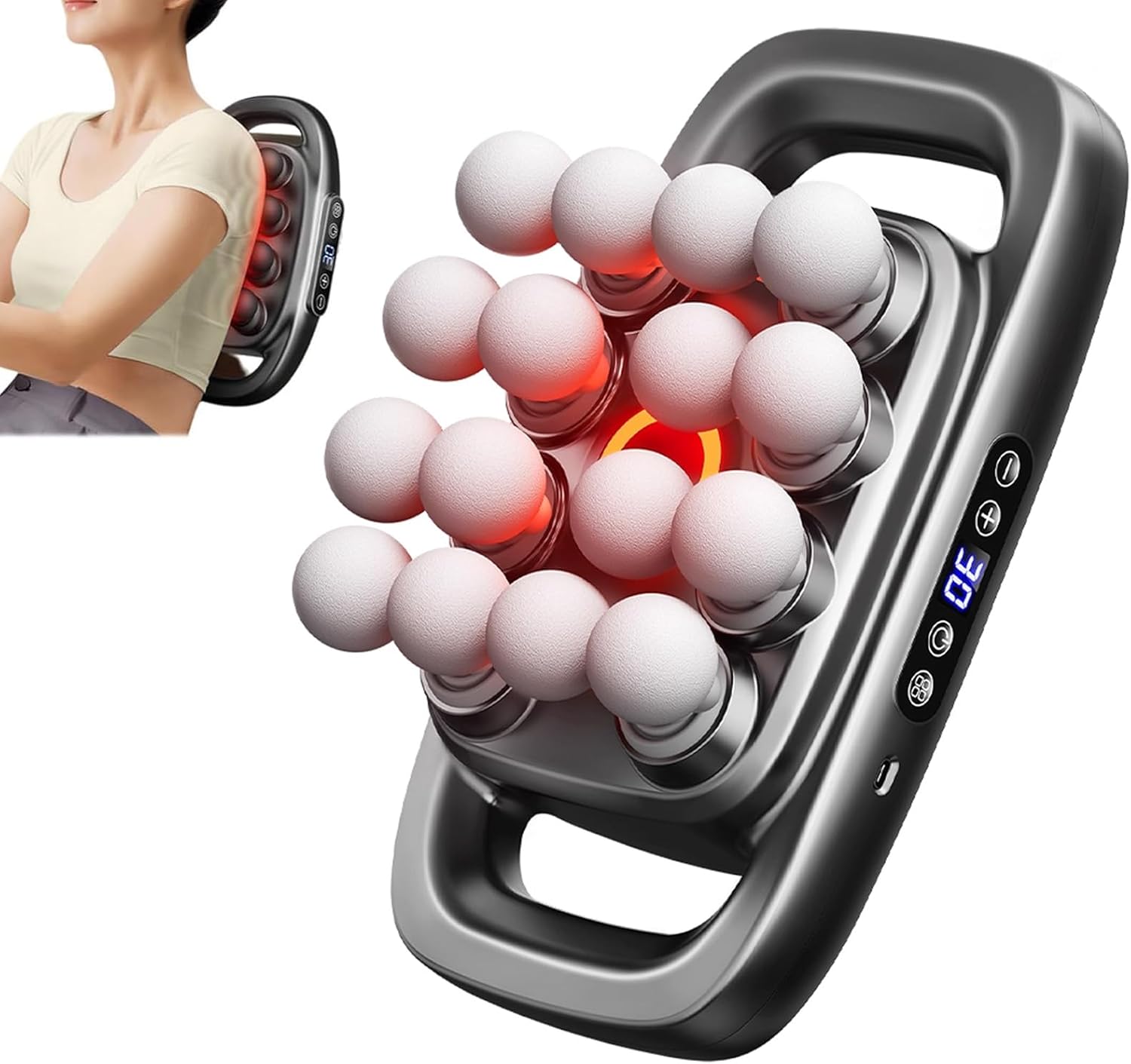 Pro Massage, 16-Head Massage Gun Set with 3 Modes & 30 Intensities, 16 Heads Cover a Large Area, 50kg Deep Pressure, for Neck, Shoulders, Upper Arms, Buttocks (Black) Pro Massage, 16-Head Massage Gun Set with 3 Modes & 30 Intensities, 16 Heads Cover a Large Area, 50kg Deep Pressure, for Neck, Shoulders, Upper Arms, Buttocks (Black)