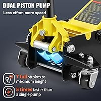 Vista 5 de VEVOR 3 Ton Low Profile, Heavy-Duty Steel Racing Floor Jack with Dual Pistons Quick Lift Pump, Lifting Range 3.35"-19.69