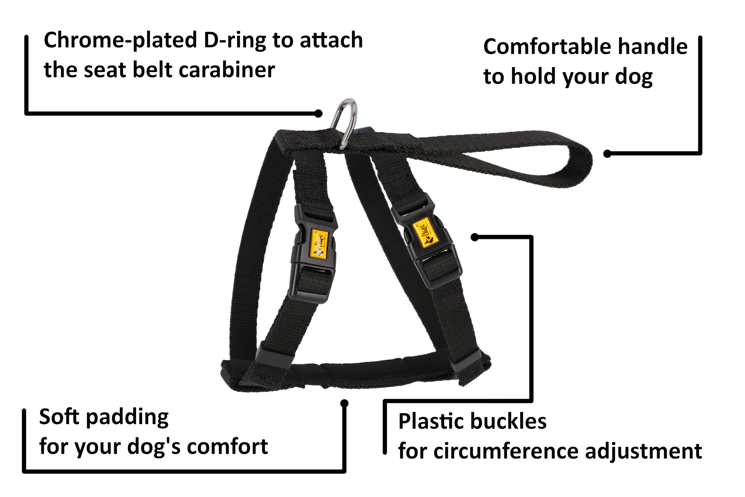 Dingo Waldemar Rutkowski Lightweight and Adjustable Dog Safety Harness for Car Travel with Chrome D-Ring on Back - Image 3