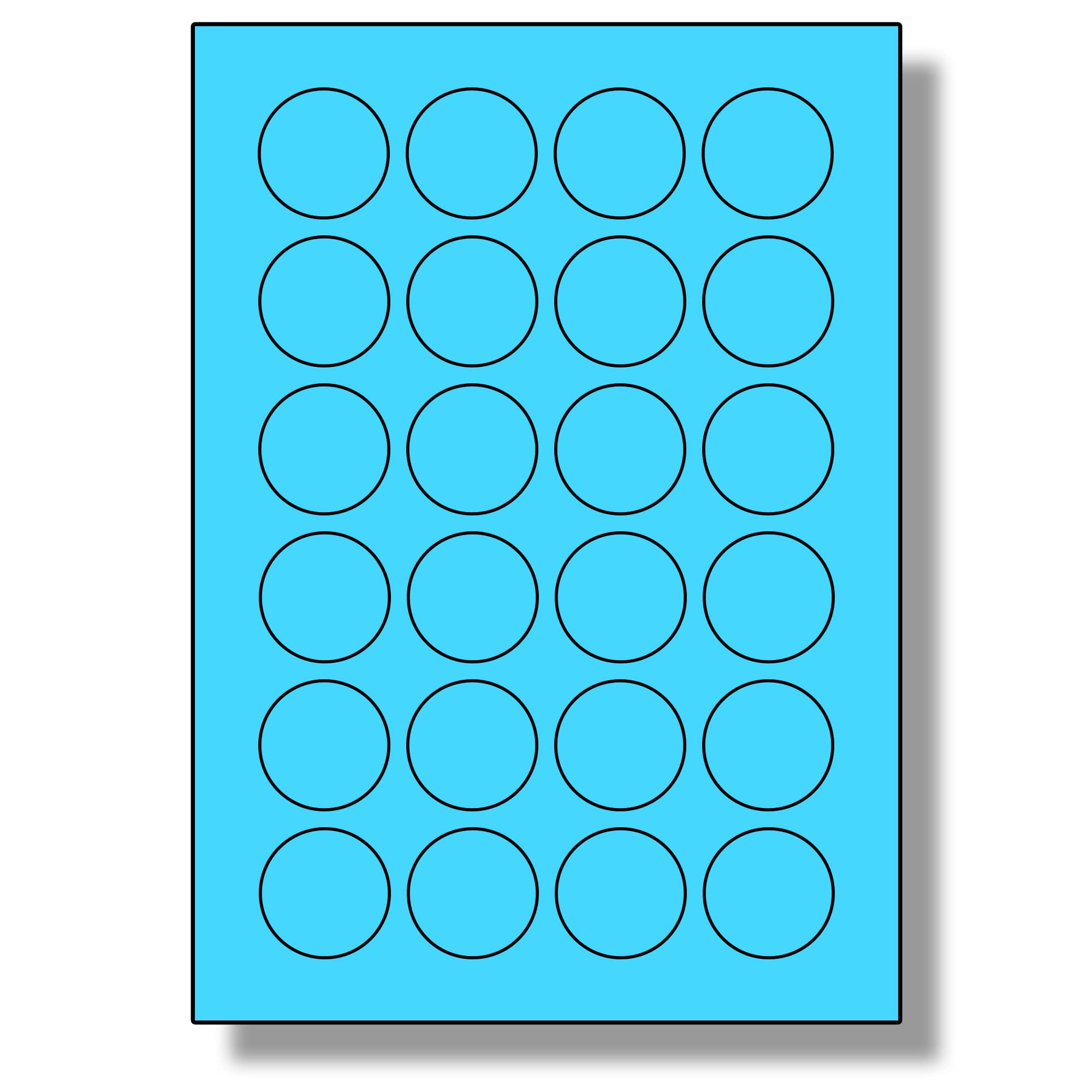 Label Planet® 24 Per Page/Sheet, 50 Sheets (1200 Blue Round Sticky Labels), Matt Permanent A4 Circular Coloured Pricing Stickers, LP24/40RC, 40MM Diameter Circles, for All Uses