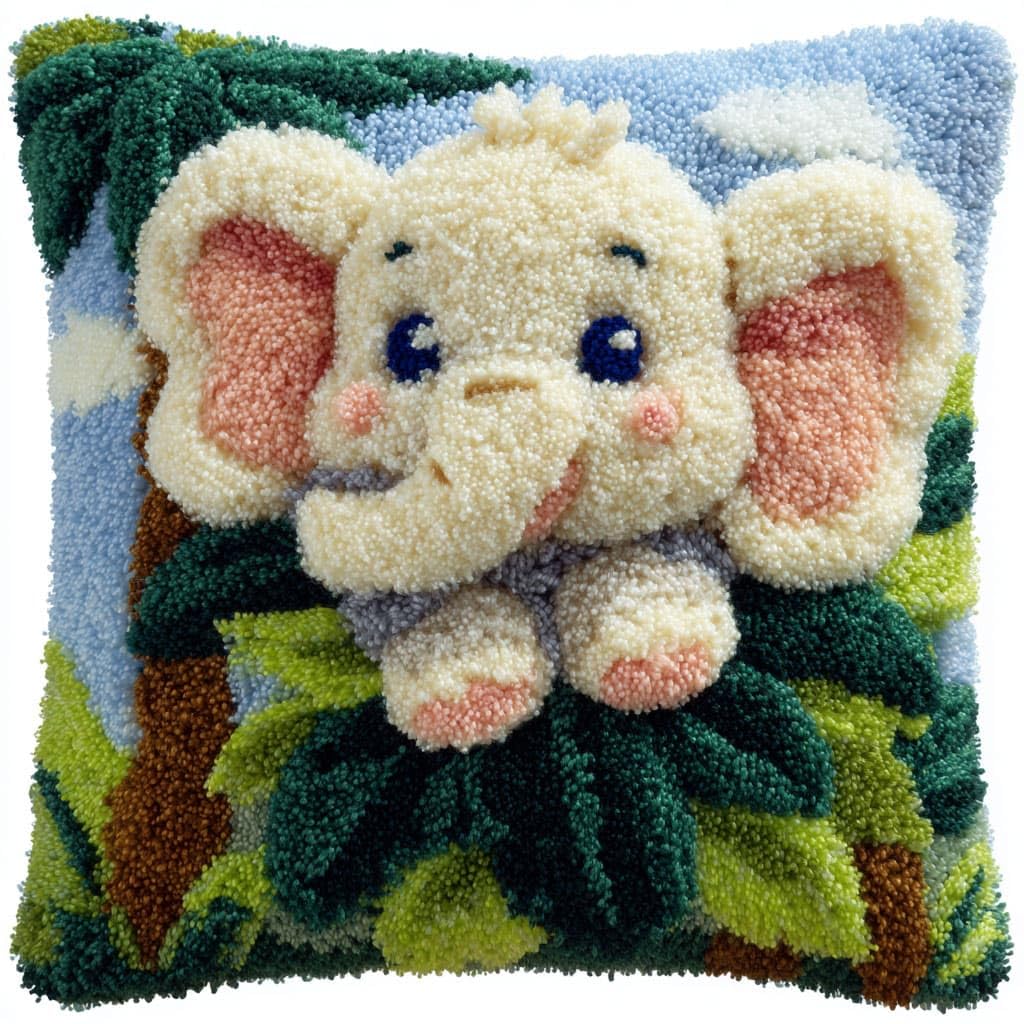 Henypt Latch Hook Cushion Kits Elephant
