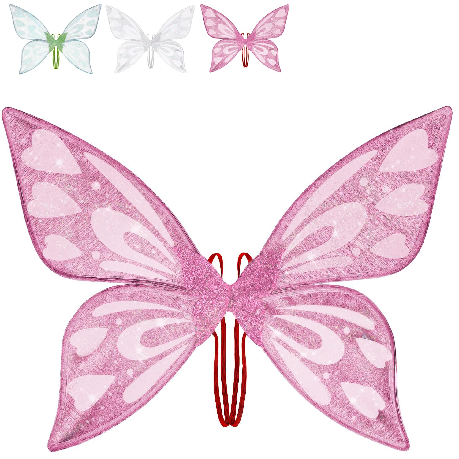 Fairy Wings Kids Adults, Butterfly Wings Kids, Sparkle Butterfly Costume Kids, Angel Wings Dress Up Party Favor, Fairy Princess Wings, Halloween Christmas Fairy Costume Fancy Dress（Pink）