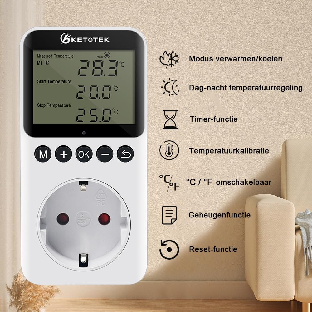 KETOTEK Programmierbare Digitales Thermostat für Wasser Fußbodenheizung KETOTEK Programmierbare Digitales Thermostat für Wasser Fußbodenheizung