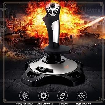 Uevmo ゲームパッド フライトスティック USBゲームパッド リアル振動フィードバック スロットル付き PCシミュレーションゲーム用