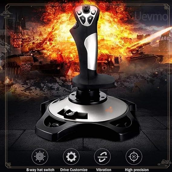 Uevmo ゲームパッド フライトスティック USBゲームパッド リアル振動フィードバック スロットル付き PCシミュレーションゲーム用