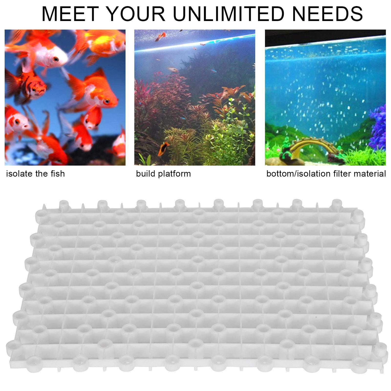 10 Stück Aquarium-Multifunktions-Isolationsbrett, Teiler, Bodenfilterplatte (Weiß)