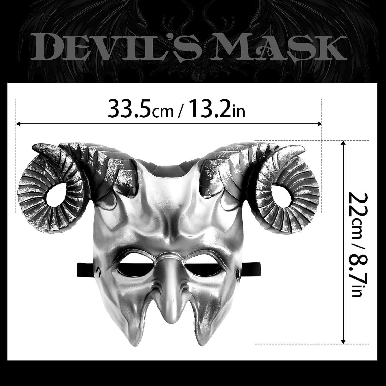 MCJC Devil Goat Horned Mask, Halloween Cosplay Props, Adult Half Face Masquerade Mask, 4 Colors - Image 7