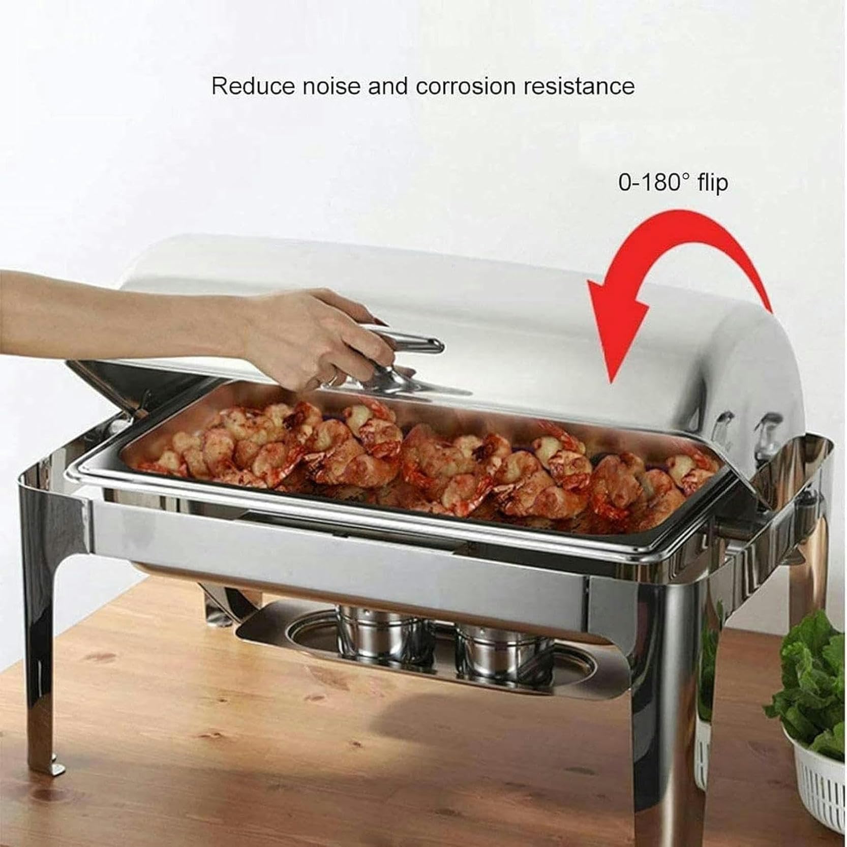 Chafing Dish in Acciaio Inox da 9 Litri,Set di Chafing Dish Scaldavivande A Buffet,con Teglie per Alimenti E Porta-Combustibile,Set Professionale Scaldavivande per Cat
