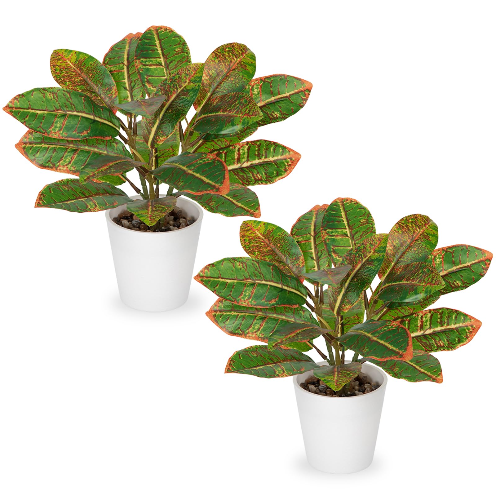 GnFlus Faux Croton Plant Set