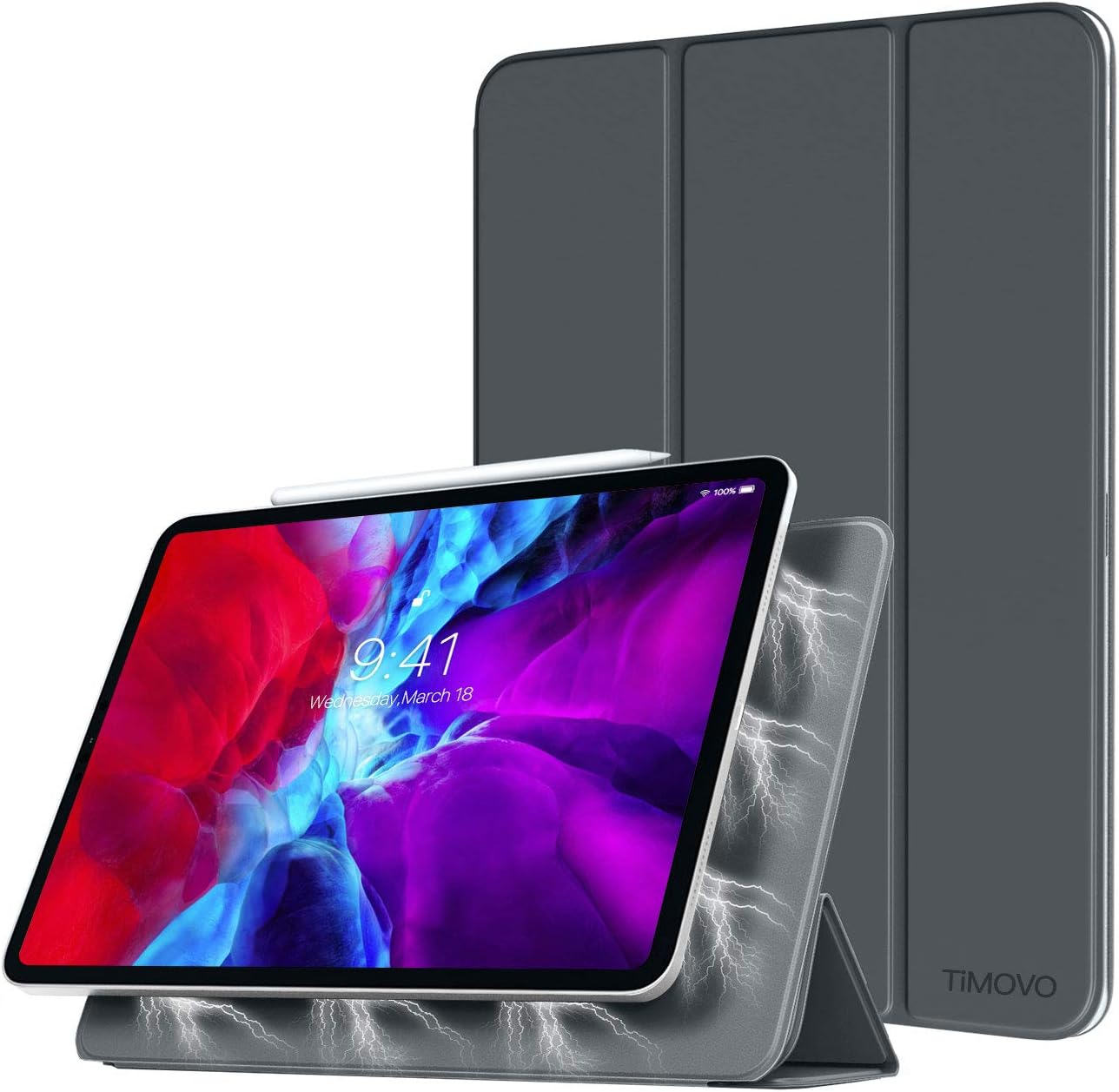 TiMOVO Case for New iPad Pro 12.9 Inch 2020 (4th Generation), Strong Magnetic Trifold Stand Case Cover with Auto Sleep/Wake Fit iPad Pro 12.9" 2020 [Support Apple Pencil Pair & Charging] - Space Gray