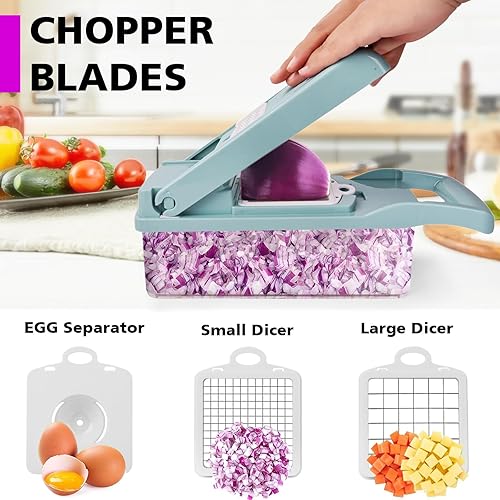 Miniatura 3 de Picador de verduras, picador de alimentos, picador de verduras multifuncional Pro 14 en 1, picador de cebolla, picador de verduras con contenedor,