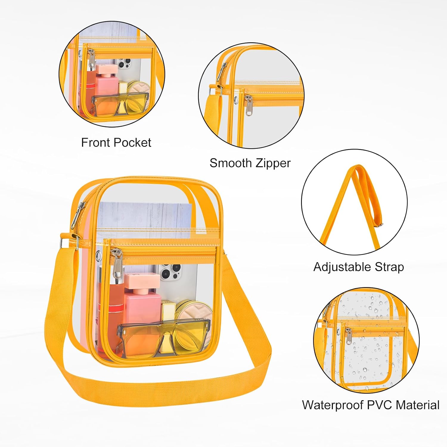 USPECLARE Clear Purse for Stadium Events Clear Messenger Bag for Men and Women