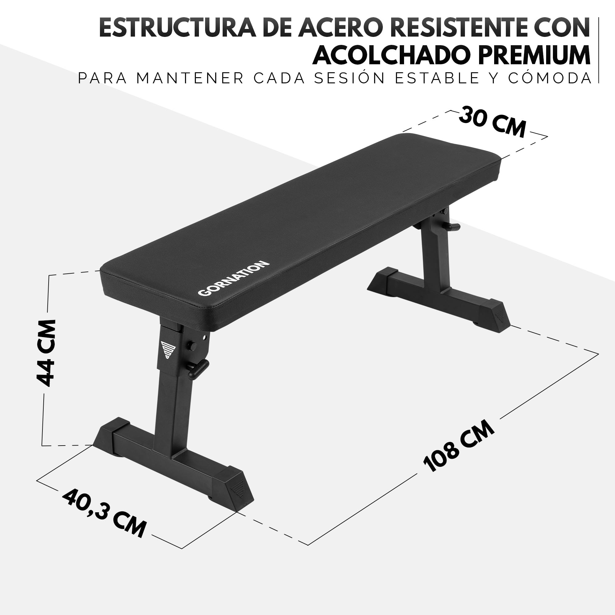 GORNATION Banco de Musculación Plegable para Entrenamiento en Casa, Banco de Entrenamiento de Pesas Multifunción, Soporta 300 kg, Banca de Fitnes para Gimnasio en Casa, Ideal para Barra y Mancuernas