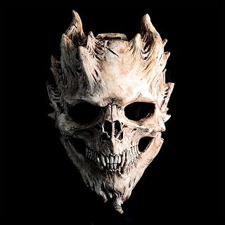 Full Head Skull Mask,Skeleton Mask for Men Women,Halloween Full Head Skull Mask Scary Latex Helmet Cosplay Party Props
