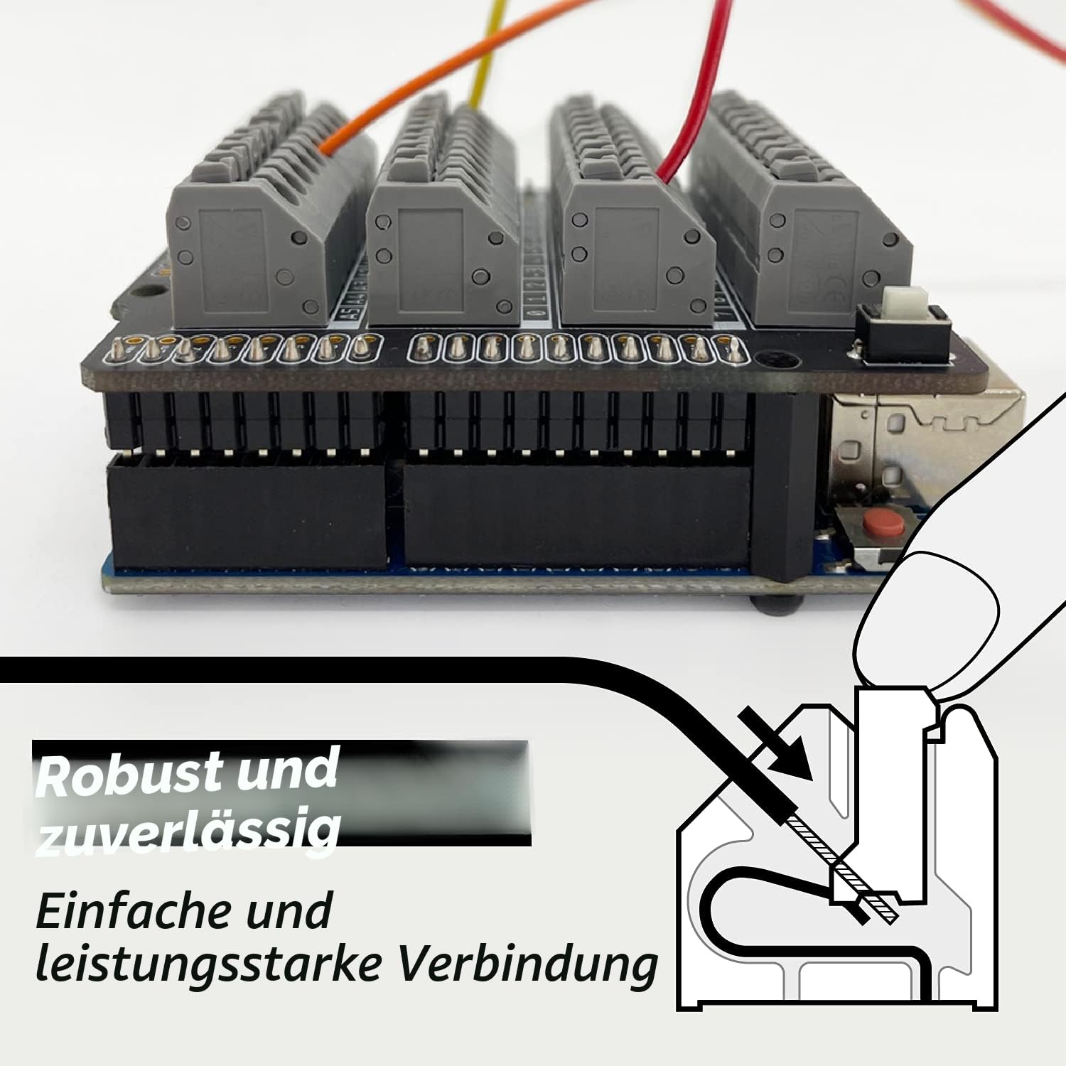 ELECTROCOOKIE Uno Terminal Block Shield Kit, kompatibel mit Arduino Uno R3, Push-in einfache Feder Connector Expansion PCB Modul