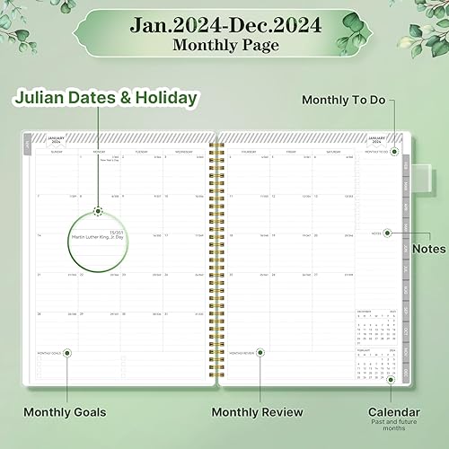 Miniatura 2 de Agenda semanal y mensual 2024 de 8.5 x 11 pulgadas, agenda grande, calendario 2024, con incrementos de 15 minutos, encuadernado en espiral,