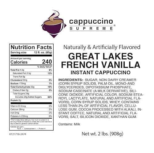 Miniatura 2 de Cappuccino Supreme Great Lakes - Mezcla de capuchino instantáneo de vainilla francesa de 2 libras