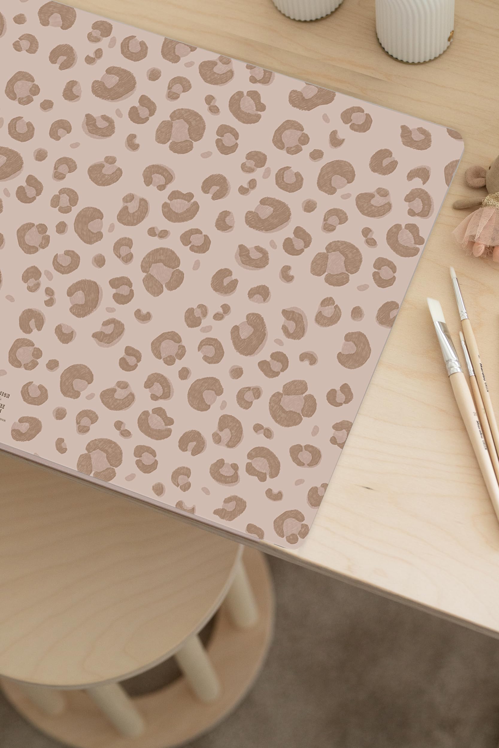 Sous-main pour bureau pour enfants – « Léopard rose » – 60 x 40 cm – en vinyle premium – Fabriqué en Allemagne