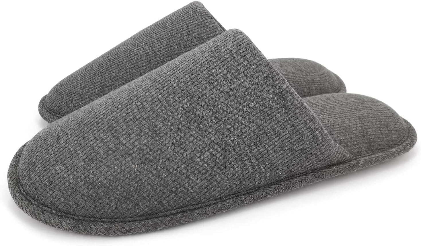 ofootMens Indoor Memory Foam Cotton Scuff Slippers Slip On Summer House Shoes Flats Breathable Lightweight Washable Non Skid Rubber Soles