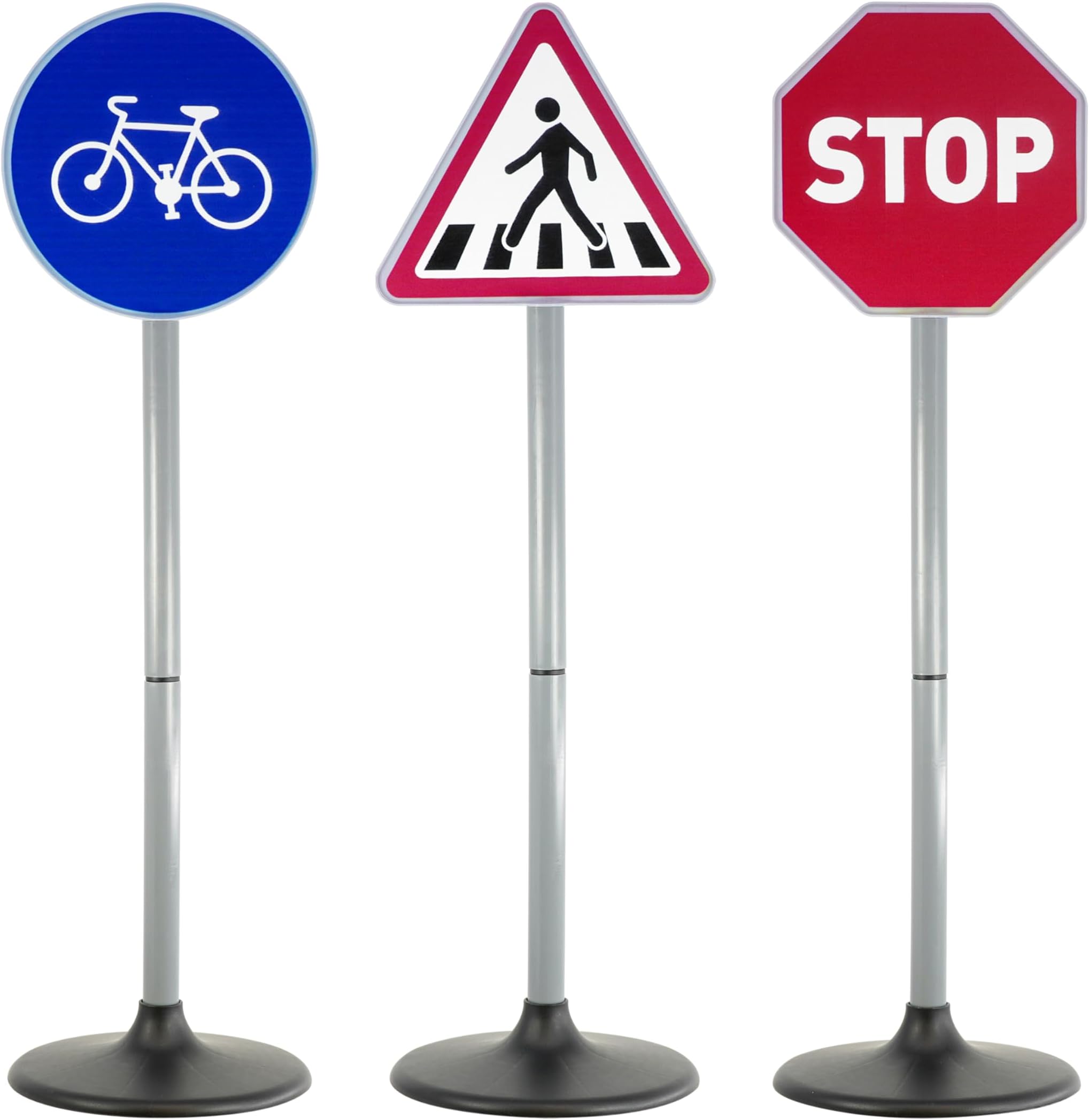 The Magic Toy Shop Toy Road Signs for Kids – Set of 3 Traffic Signs for Road Safety – Easy to Assemble, Lightweight & Sturdy – Educational Role Play Toys for Home, Outdoors & Schools