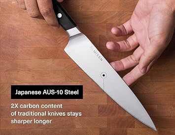 Misen 2-piece Knife Set - 8in Chef - 3.5in Paring - High Carbon Stainless Steel - Black