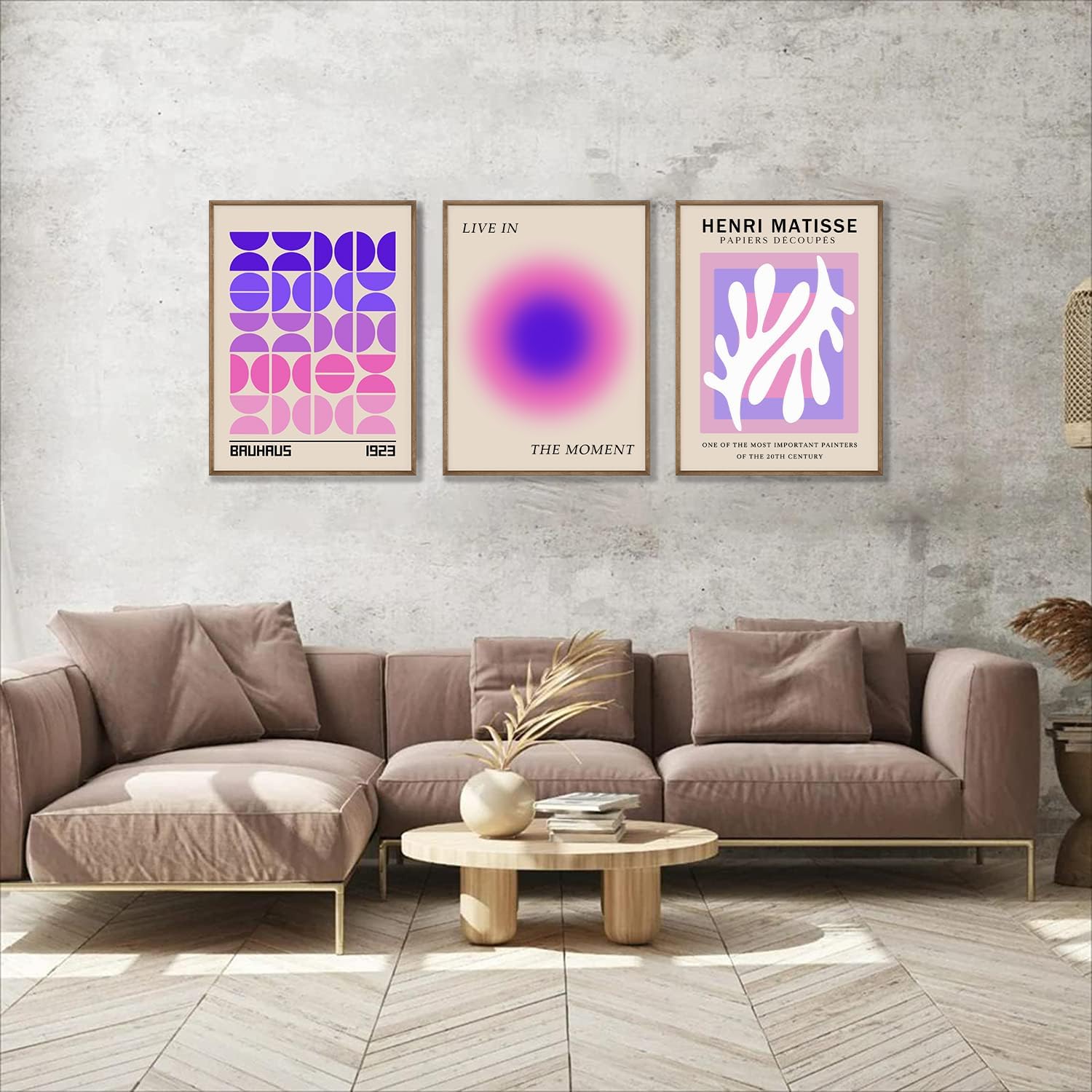 3 Pieces Pink Purple Bauhaus Matisse Wall Art Decor Aesthetic Affirmation Aura Posters Canvas Wall Art Prints Minimalist Eclectic Exhibition Paintings Pictures For Bedroom Decor 12x16 inch Unframed