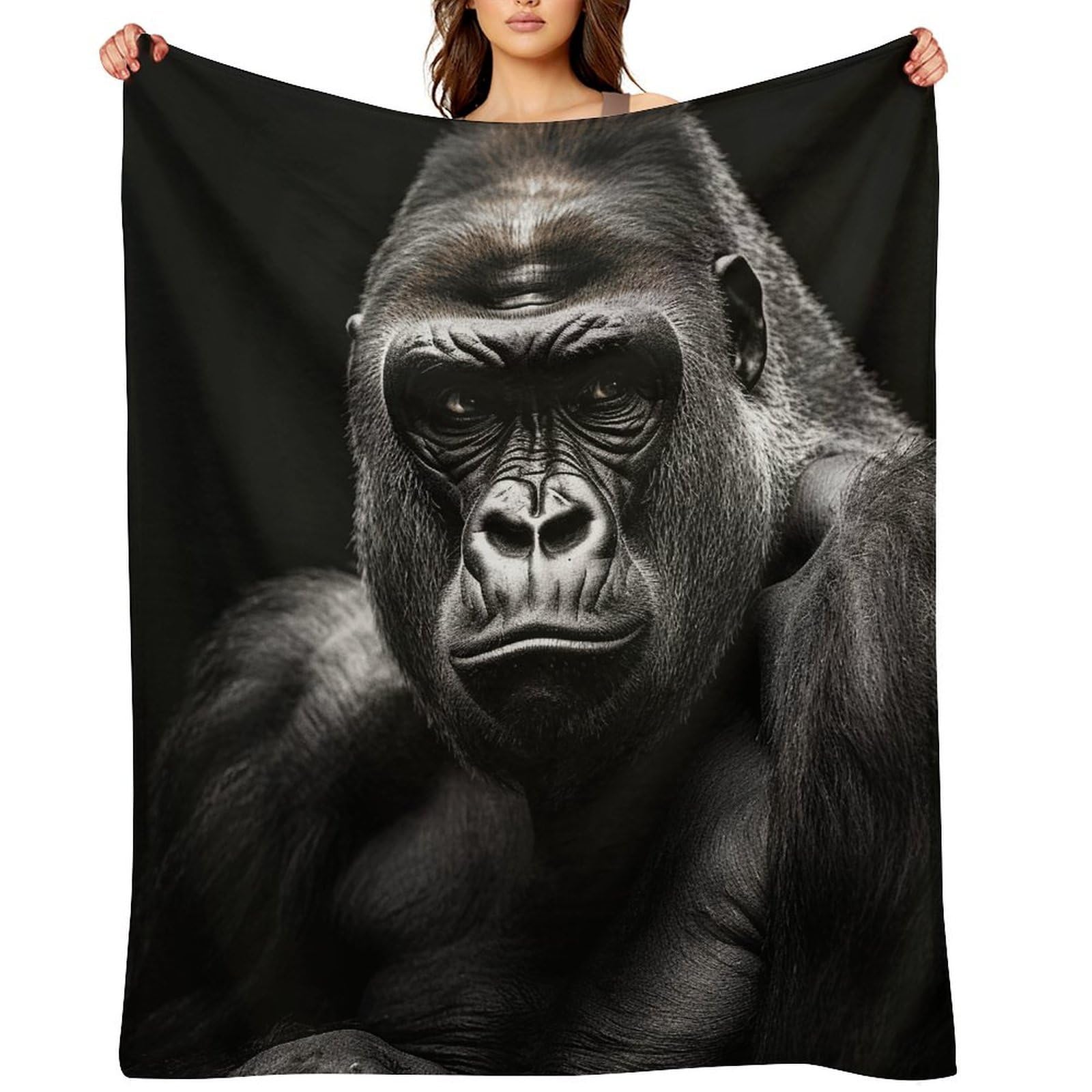 Male Gorilla Throw Blanket for Couch and Bed Super Soft Warm Lightweight Throw Blankets Cozy Fuzzy Flannel Blanket Personalized Decorative Blankets for Sofa Decor 30"x40"