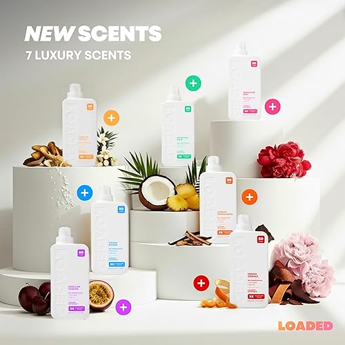 Miniatura 8 de Set de regalo de detergente para ropa de lujo para mujer, 4 aromas inspirados en perfumes de primera calidad, vainilla tahitiana, rosa marroquí,