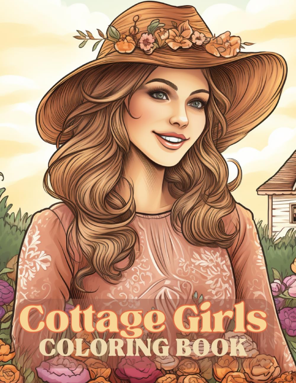 Cottage girls Coloring book: Charming Farm Girls and Scenic Landscapes Coloring Pages with Country Life Illustrations for Kids & Teens, Adults Stress Relief & Relaxation