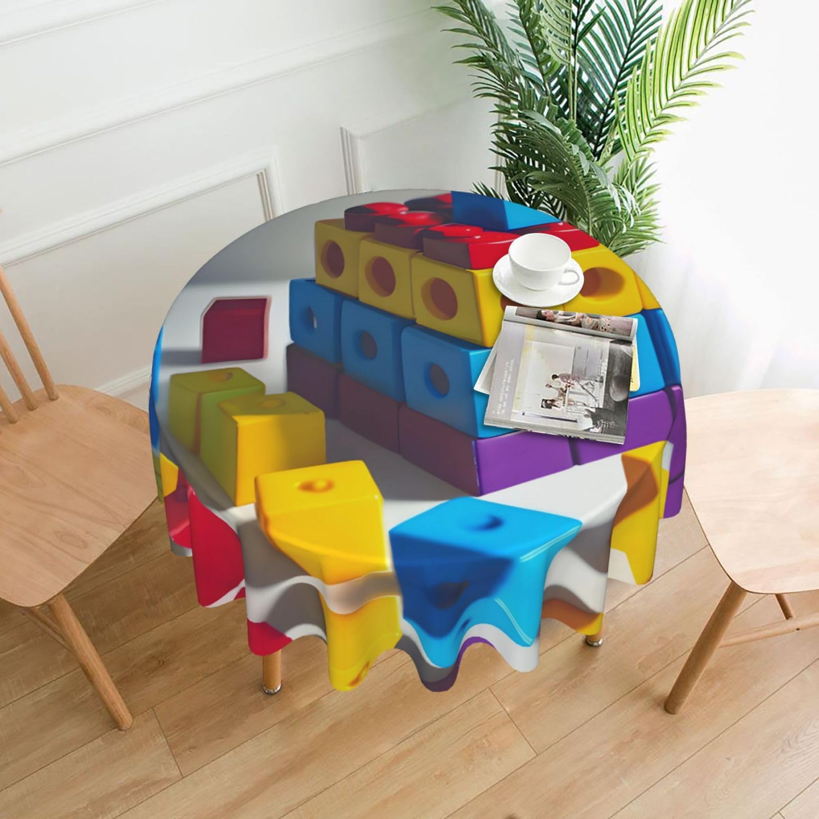 Snapklik.com : STejar Colorful Building Blocks Round Tablecloth 60 Inch ...