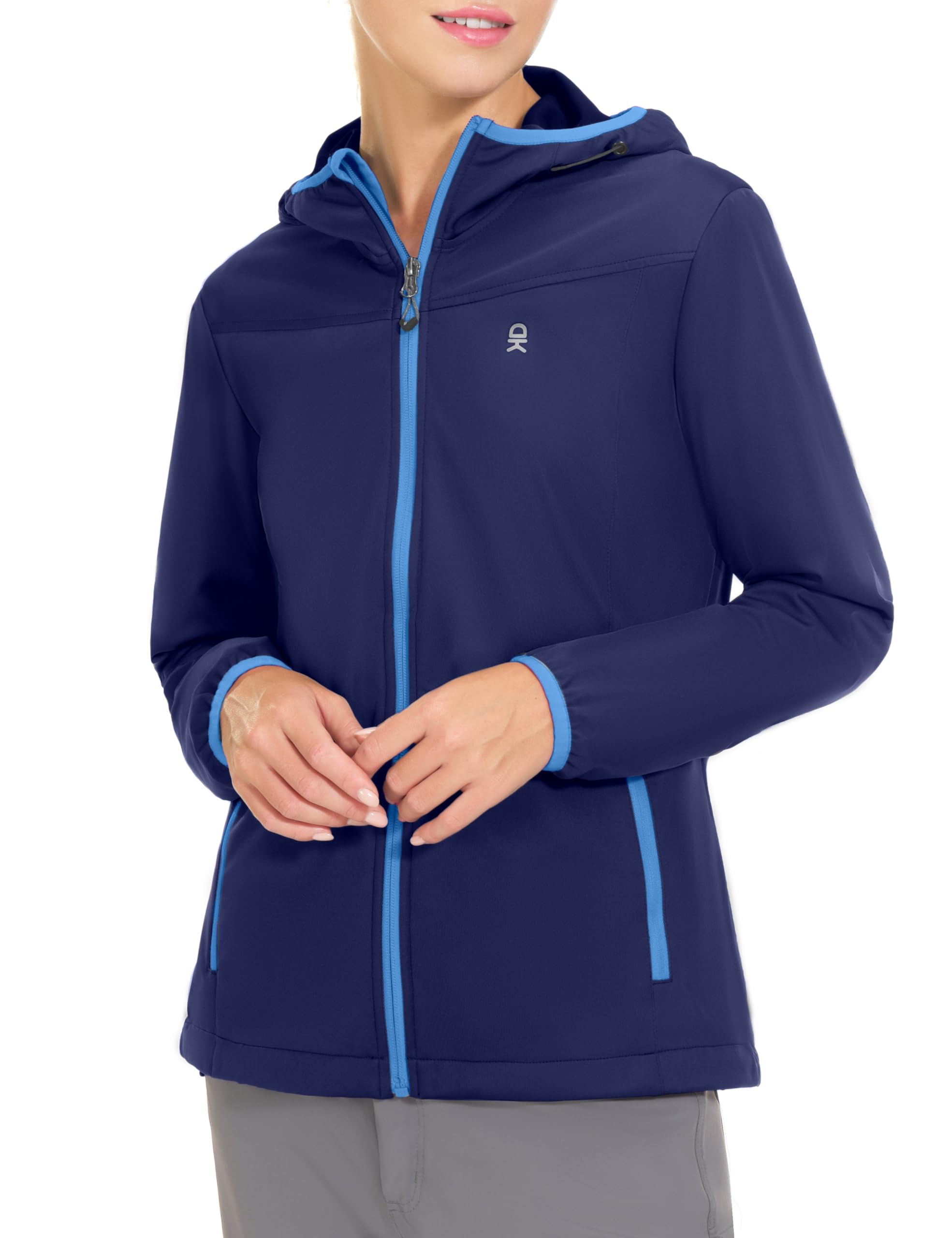 Little Donkey Andy - Veste coupe softshell légère à capuche pour femme pour course à pied, voyage, randonnée, coupe-vent et imperméable