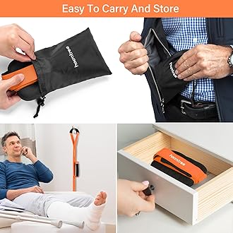 39'' Long Leg Lifter Hip Replacement,Rigid Leg Lifter Strap for Knee Replacement Surgery Recovery,Foot Lifter Easily Get in and Out of Bed,Car,Wheelchair,with Padded Loop for Hands and Feet