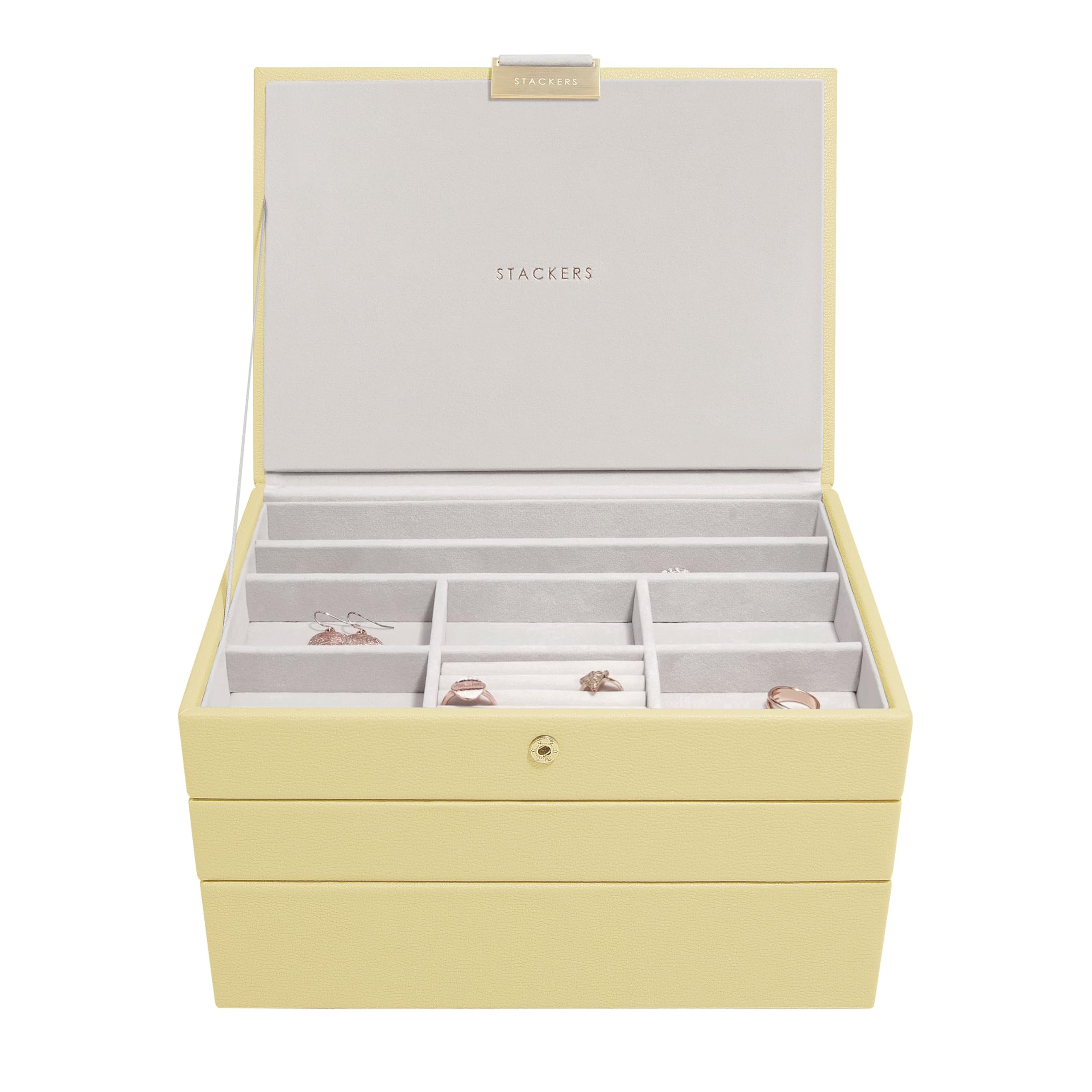 Stackers Butter Yellow Classic Jewellery Box, Set of 3