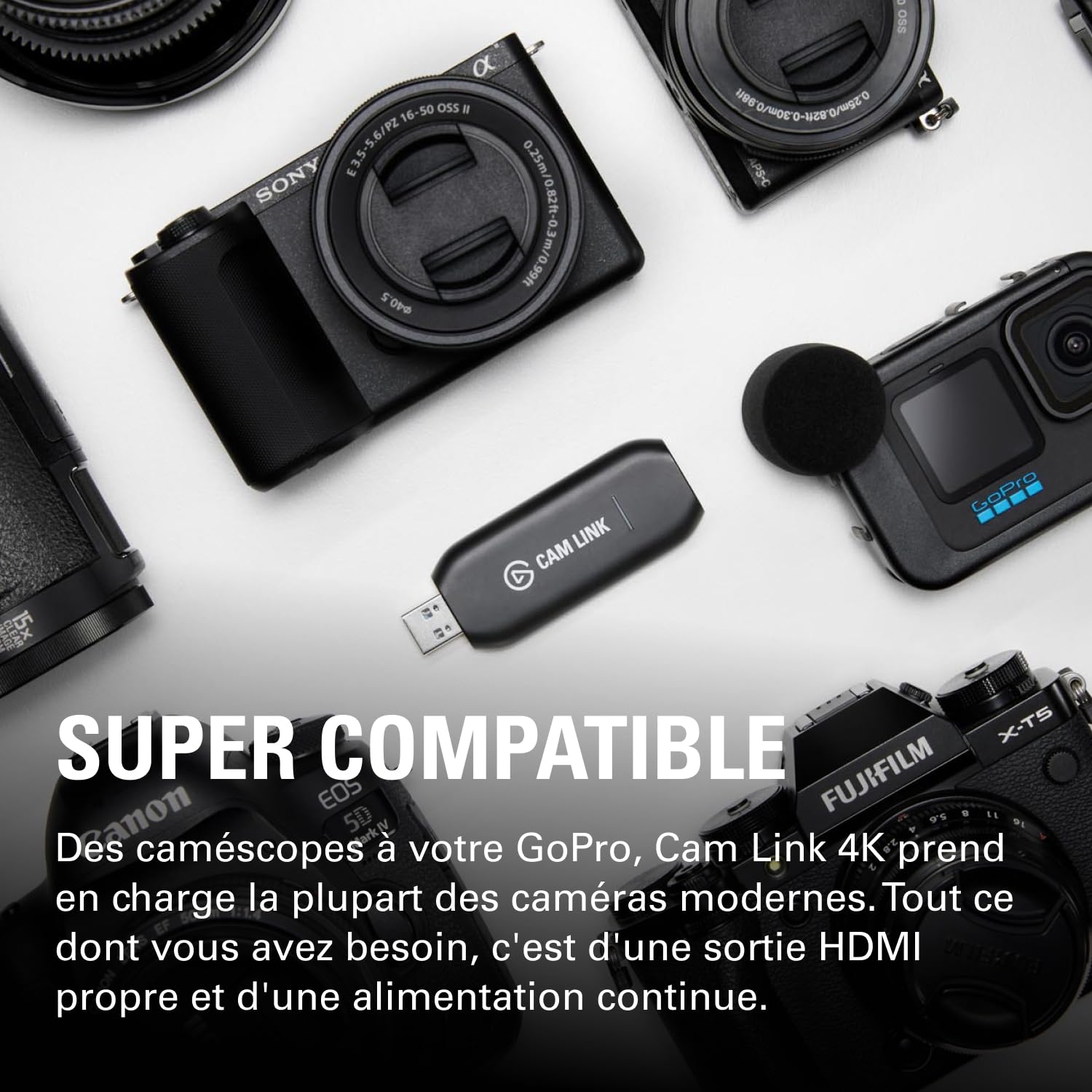 Elgato Cam Link 4K – carte d’acquisition externe pour caméra, streaming et enregistrement sur reflex ou caméscope en 1080p60 ou 4K30/4K60 pour visioconférence, sur OBS, Zoom, Teams, PC/Mac