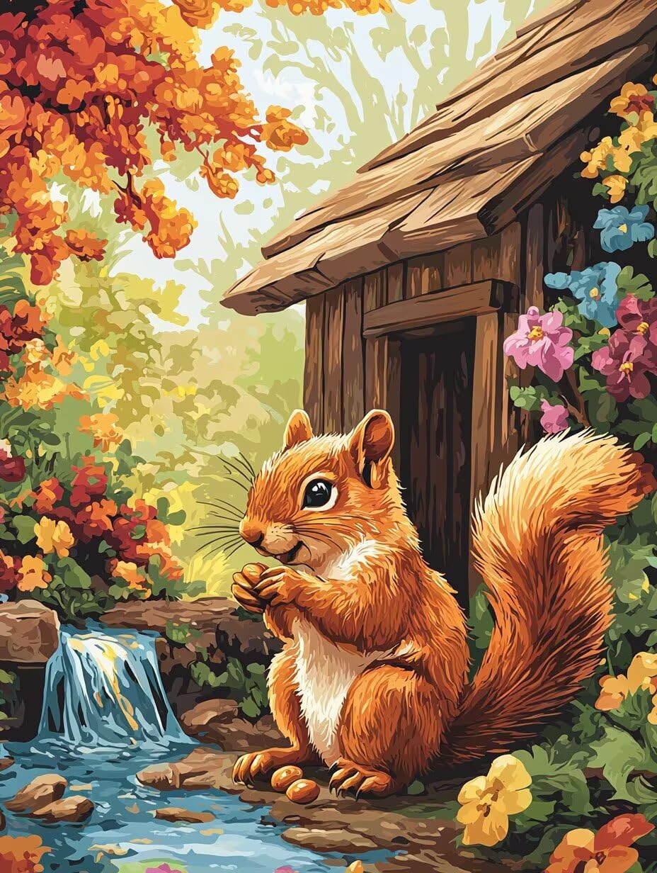 WEISHIWE Paysage d'écureuil Peinture Numero Adulte Kits, 80x100cm m-933