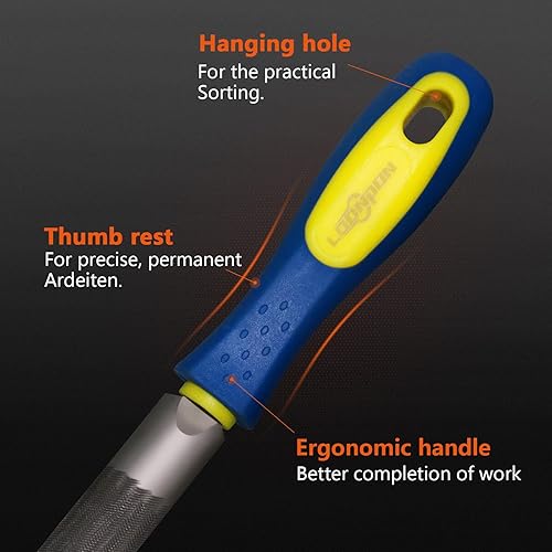 Miniatura 2 de YKLP Juego de limas de agujas (acero al carbono, 5 piezas) de acero de aleación endurecido, el juego incluye lima plana, cuadrada, triangular,