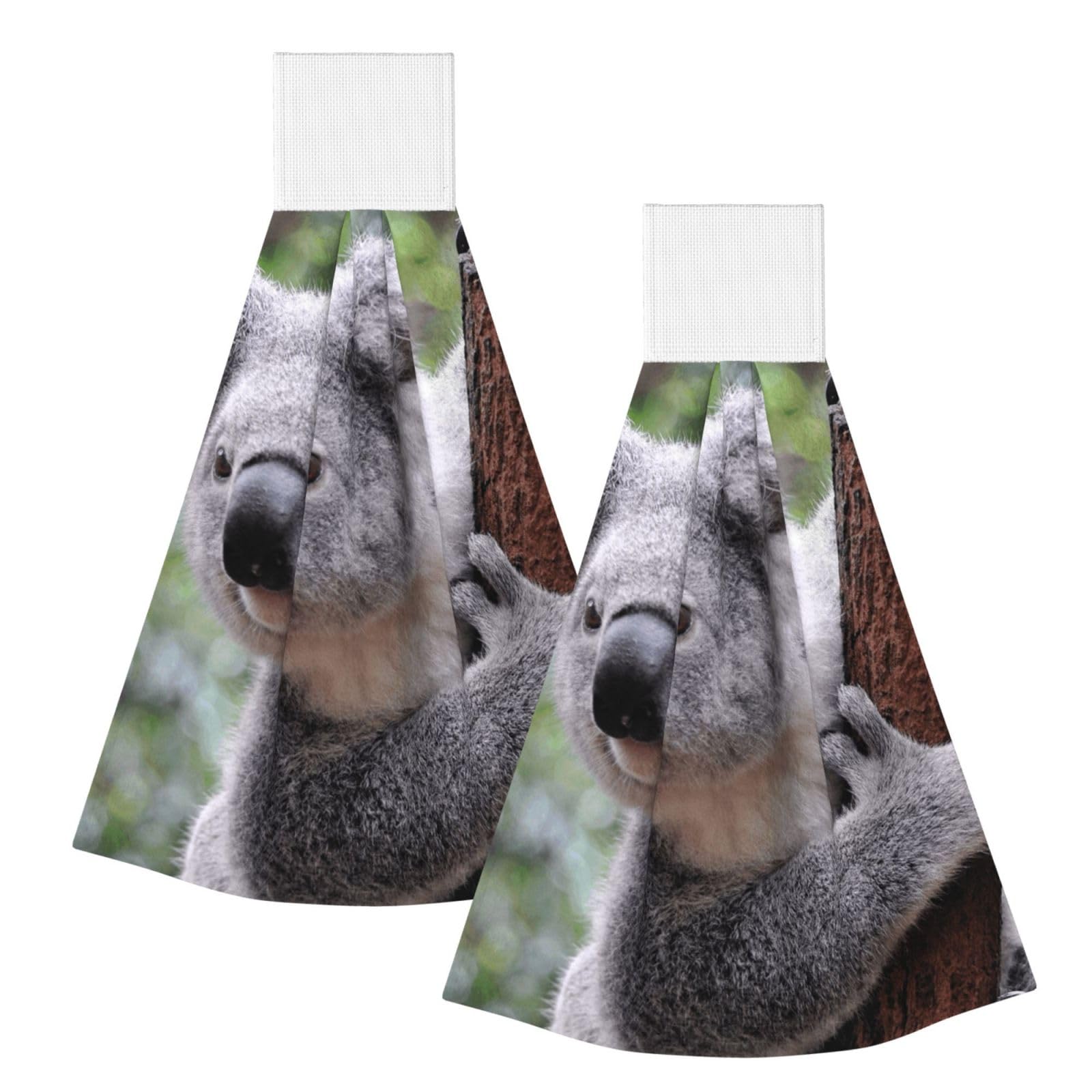 DOPKLNA Koala On Branch, 2 Pcs Hanging Coral Fiber Hand Towels for Bathroom, Absorbent Kitchen Towels