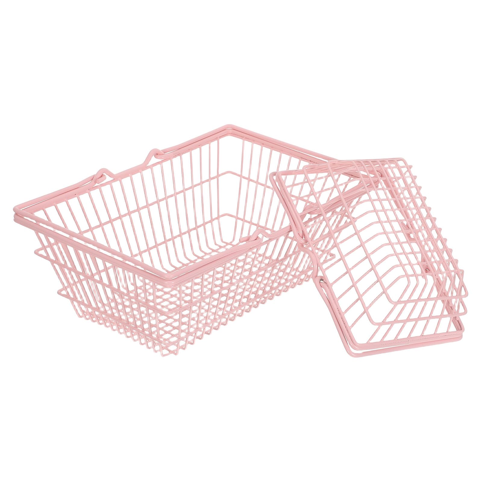 Paniers de rangement ouverts rose en métal grand et petit modèle