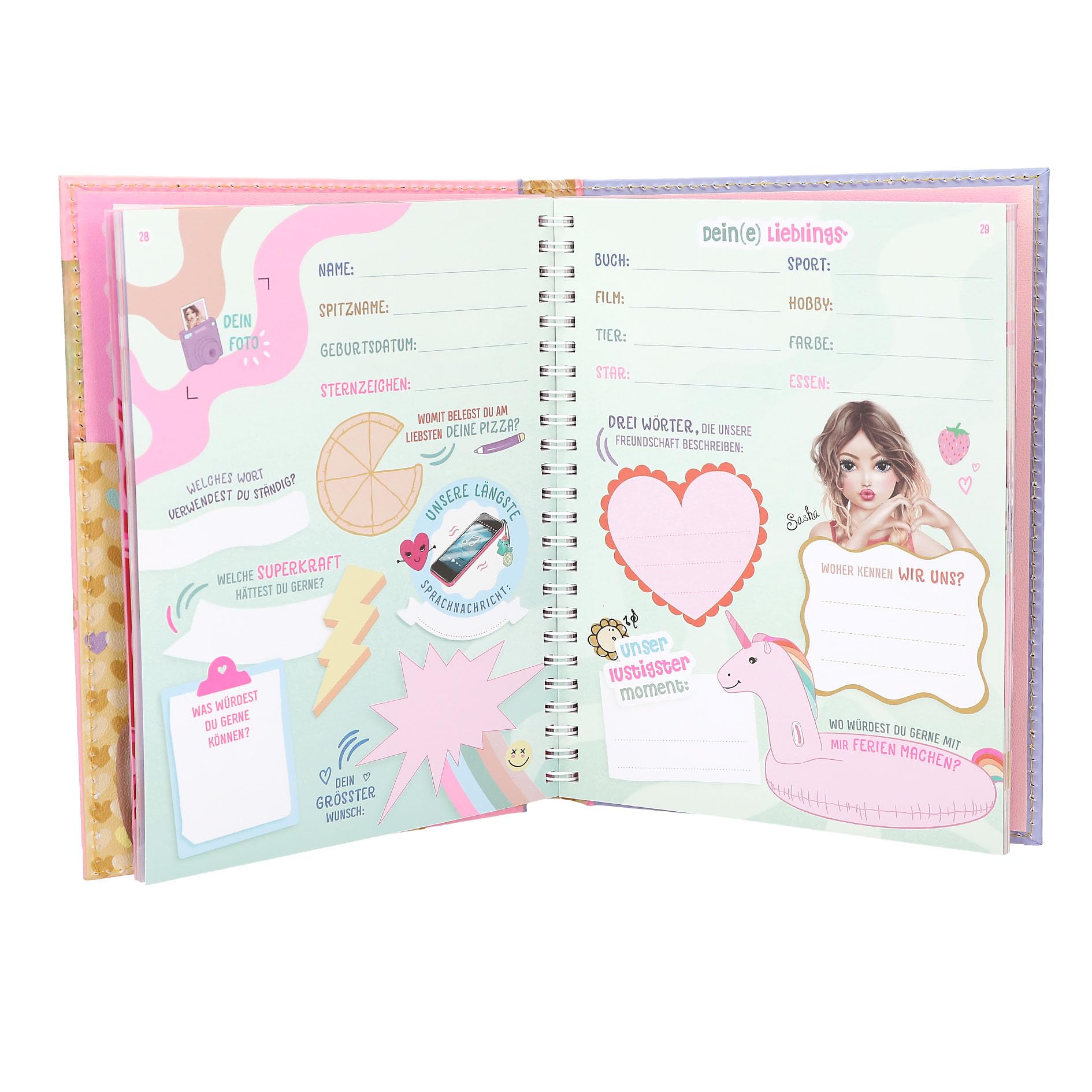 Depesche TOPModel Livre des Meilleures amies Rose Motif Mannequin 110 Pages