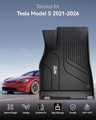 Miniatura 141 de 3W – Tapetes compatibles con Tesla Model Y 2020-2024 y 2025 (no para Juniper), tapetes TPE para todo tipo de clima y revestimiento para maletero