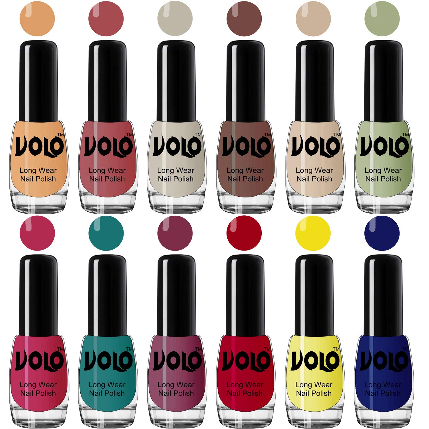 Volo Best Affordable Gloss Nail Polish Combo 12 Pcs Full Year Collection(Nude, Tan, Nude, Nude, Nude, Mint, Pink, Green, Pink, Red, Yellow, Blue) 60 ML-image-47